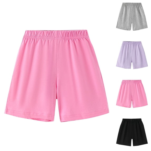 WAVSUF Cotton Baggy Shorts for Kids Girls Elastic Waist Breathable Comfort Loose Fit Casual Summer Soft Shorts Gray Size 2