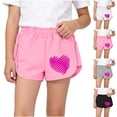 thumbnail image 1 of WAVSUF Cotton Dolphin Shorts for Girls Heart Print Lightweight Elastic Waist Casual Summer Breathable Shorts Black Size 2-3, 1 of 7