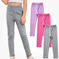 thumbnail image 1 of WAVSUF Dance Leggings for Girls 3 Pack Pull On Slim Fit Soft Cotton Fall Casual Warm Pants Gray Size 3, 1 of 9