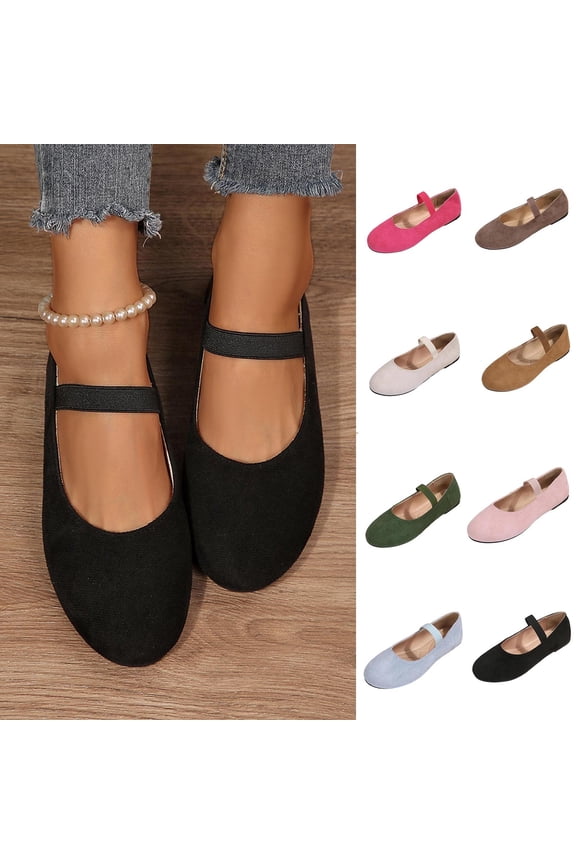 Flat Shoes for Womens Slip On Wide Width Round Toe Trendy Summer Comfort Shoes Black 9
