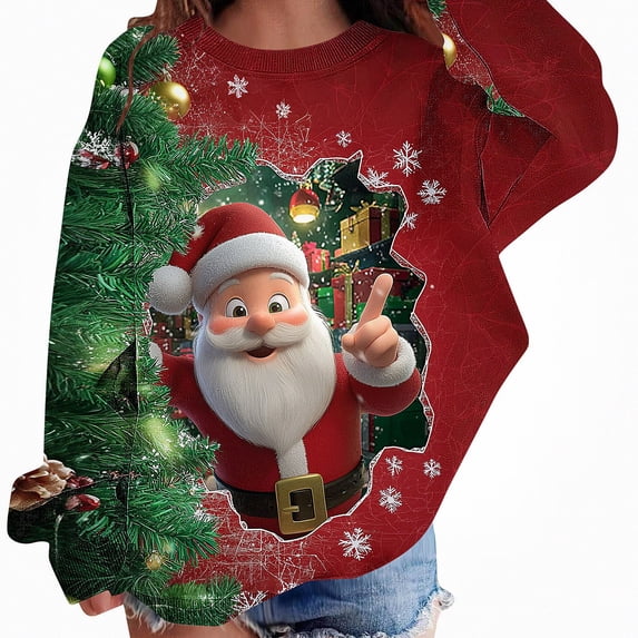 WAVSUF Fleece Christmas Sweatshirt for Girls Long Sleeve Soft Comfort Crew Neck Fall Winter Warm Casual Top 5