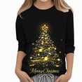 thumbnail image 1 of WAVSUF Girls 3/4 Sleeve Christmas Shirt Loose Fit Soft Stretch Crew Neck Fall Holiday Tee 4, 1 of 5