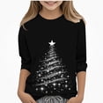 thumbnail image 1 of WAVSUF Girls 3/4 Sleeve Christmas Tee Crew Neck Loose Fit Soft Stretch Fall Festival Shirt 5, 1 of 5