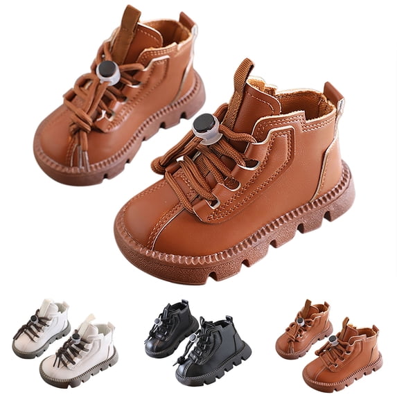 WAVSUF Girls Ankle Boots Wide Width Soft Sole Non Slip Winter Warm Chunky Boots Brown 9 Toddler