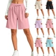 thumbnail image 1 of WAVSUF Girls Bermuda Shorts Lightweight Adjustable Strip Baggy Fit Summer Casual Sports Shorts Purple 14-16, 1 of 10