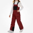 thumbnail image 1 of WAVSUF Girls Boys Snow Ski Overalls Multi Pockets Puffer Down Insulated Ripstop Snowboarding Winter Pants Red 6, 1 of 9