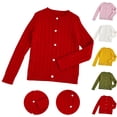 thumbnail image 1 of WAVSUF Girls Cardigan Button Front Soft Stretch Long Sleeve Fall School Sweater Pink 10-12, 1 of 7