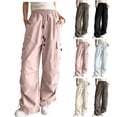 thumbnail image 1 of WAVSUF Girls Cargo Pants Wide Leg Elastic Waist Multiple Pockets Spring Cotton Casual Trousers Blue 3, 1 of 8
