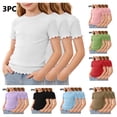 thumbnail image 1 of WAVSUF Girls Casual Tee 3-Pack Round Neck Soft Touch Lightweight Summer Casual Daily T-Shirt Brown Size 11-12, 1 of 2