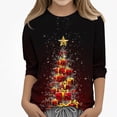 thumbnail image 1 of WAVSUF Girls Christmas Top 3/4 Sleeve Crew Neck Soft Comfort Fall Holiday Pullover 3, 1 of 5