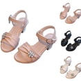 thumbnail image 1 of WAVSUF Girls Chunky Sandals Round Toe Spring Summer Casual Rhinestone Flower Inlay Breathable Outdoor Vacation Shoes Pink Size 1.5 Little Girls, 1 of 8