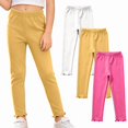 thumbnail image 1 of WAVSUF Girls Cotton Leggings 3 Pack Pull On Slim Fit Lightweight Fall Home Warm Pants Yellow Size 1, 1 of 9