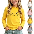 thumbnail image 1 of WAVSUF Girls Cotton Tee Cartoon Printed Round Neck Long Sleeve Fall Daily Casual Top Gray 7-8, 1 of 6
