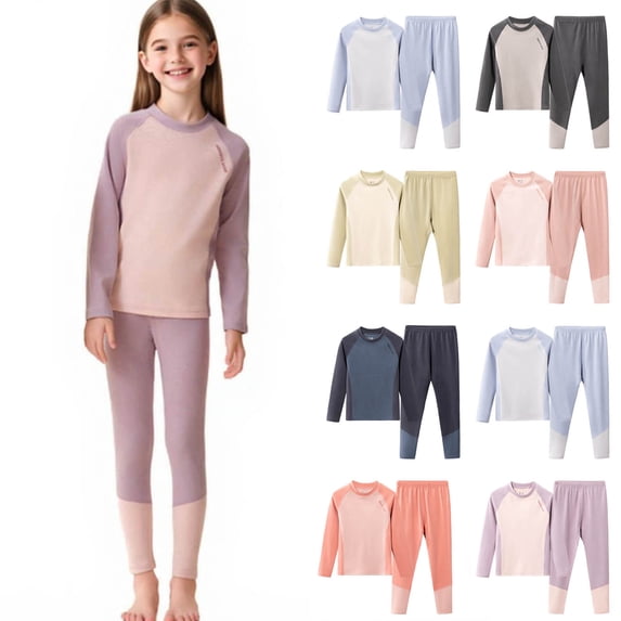 WAVSUF Girls Cotton Undershirt Sets Long Sleeve Top and Capri Leggings Soft Stretch Fall Home Comfort Outfits 2 Piece Gray 2