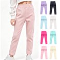 thumbnail image 1 of WAVSUF Girls Cute Leggings Soft Stretchy Shiny Finish Elastic Waist Fall Daily Casual Pants Pink 7-8, 1 of 5