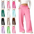 thumbnail image 1 of WAVSUF Girls Fleece Sweatpants Side Pockets Wide Leg Elastic Waist Fall Winter Warm Pants Blue 5, 1 of 9