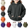 thumbnail image 1 of WAVSUF Girls Fleece Sweatshirts Long Sleeve Soft Comfort with Pockets Winter Casual Comfort Hooded Navy 7-8, 1 of 10