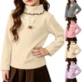 thumbnail image 1 of WAVSUF Girls Fleece Top Long Sleeve Soft Cotton Half High Collar Winter Cute Warm Blouse Pink 3, 1 of 10