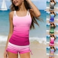 thumbnail image 1 of WAVSUF Girls Gradient Tankini 2 Piece Round Neck Sleeveless Top and Short Summer Beach Surfing Holiday Swimsuit Blue 10-12, 1 of 9