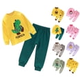 thumbnail image 1 of WAVSUF Girls Graphic Outfits 2 Piece Soft Stretch Long Sleeve Top and Pants Fall Trendy Cute Sets 2 Piece Yellow 4, 1 of 5
