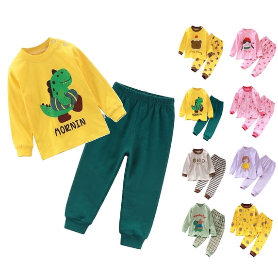WAVSUF Girls Graphic Sets Loose Fit Round Neck Long Sleeve Top and Pants Winter Cute Home Outfits 2 Piece Pink 8