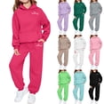 thumbnail image 1 of WAVSUF Girls Hoodie Outfit Sets Long Sleeve Sweatshirt and Jogger Pants Winter Comfort Clothes 2 Piece Purple 2, 1 of 5