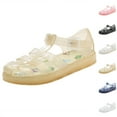 thumbnail image 1 of WAVSUF Girls Jelly Sandals Closed Toe Adjustable Buckle Anti Slip Comfortable Casual Summer Flats Gold Size 3 Years, 1 of 4