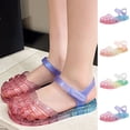 thumbnail image 1 of WAVSUF Girls Jelly Sandals Closed Toe Rainbow Gradient Lightweight Summer Breathable Trendy Flats Orange Size 8 Little Girls, 1 of 9