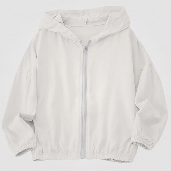WAVSUF Girls Lightweight Jacket, Lightweight Zip Up Elastic Cuff Fall Casual Hooded Jacket 14-16