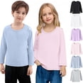 thumbnail image 1 of WAVSUF Girls Long Sleeve Base Tee Soft Cotton Crew Neck Lightweight Spring Daily Top Gray 10-12, 1 of 9