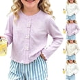 thumbnail image 1 of WAVSUF Girls Long Sleeve Undershirt Lightweight Base Cute Flower Crew Neck Spring Fall Knitted Sweater Yellow 7-8, 1 of 8