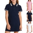 thumbnail image 1 of WAVSUF Girls Mini Polo Dress, Short Sleeve 100% Cotton A Line Casual Summer School Uniform Dress Pink 13, 1 of 6