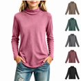 thumbnail image 1 of WAVSUF Girls Mock Turtleneck Undershirt, Soft Comfort Long Sleeve Knitted Soft Winter Warm Casual Daily Top 7-8, 1 of 6