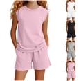 thumbnail image 1 of WAVSUF Girls Outfit Sets Raglan T-Shirt and Elastic Shorts Sleeveless Casual Summer Soft 2 Piece White Size 13-14, 1 of 6