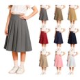thumbnail image 1 of WAVSUF Girls Pleated Skirt Elastic Waist Classic Fit Casual Fashion Summer School Uniform Midi Skirt Gray Size 3, 1 of 10