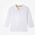 thumbnail image 1 of WAVSUF Girls Polo Shirt, Henley Neck Solid Long Sleeve Fall Warm School Top White 1, 1 of 8