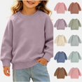 thumbnail image 1 of WAVSUF Girls Raglan Sweatshirt, Crew Neck Loose Fit Long Sleeve Fall Warm Solid Pullover Purple 4, 1 of 6