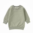 thumbnail image 1 of WAVSUF Girls Raglan Sweatshirt, Loose Fit Crew Neck Long Sleeve Fall Warm Solid Pullover Green 2, 1 of 5