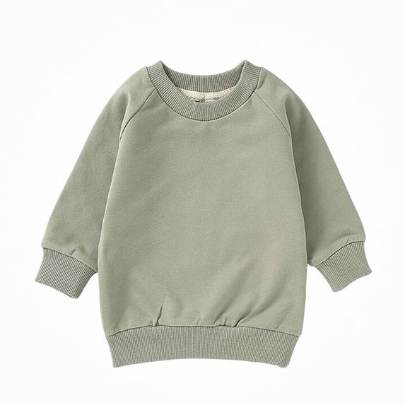 WAVSUF Girls Raglan Sweatshirt, Loose Fit Crew Neck Long Sleeve Fall Warm Solid Pullover Green 2