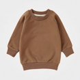 thumbnail image 1 of WAVSUF Girls Raglan Sweatshirt, Loose Fit Long Sleeve Crew Neck Fall Warm Solid Pullover Brown 18M, 1 of 5