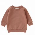 thumbnail image 1 of WAVSUF Girls Raglan Sweatshirt, Loose Fit Long Sleeve Crew Neck Fall Warm Solid Pullover Brown 2, 1 of 5
