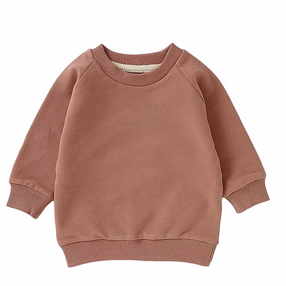 WAVSUF Girls Raglan Sweatshirt, Loose Fit Long Sleeve Crew Neck Fall Warm Solid Pullover Brown 2