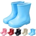 thumbnail image 1 of WAVSUF Girls Rain Boots Mid Calf Anti Slip Soft Sole Spring Waterproof Flat Shoes Red 1 Baby Kids, 1 of 6
