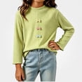 thumbnail image 1 of WAVSUF Girls Ribbed Top, Long Sleeve Bow Decor Mock Neck Winter Fall Warm Pullover Green 7-8, 1 of 7