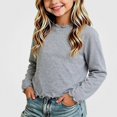thumbnail image 1 of WAVSUF Girls Ruffle Mock Neck Tee, Skinny Fit Ruffle Hem Long Sleeve Winter Base Comfort Undershirt Gray 7-8, 1 of 6