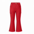thumbnail image 1 of WAVSUF Girls School Flare Pants Elastic Waist with Pockets Soft Comfort Fall Casual Uniform Pants Red 10-12, 1 of 9