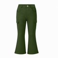 thumbnail image 1 of WAVSUF Girls School Flare Pants Soft Comfort Elastic Waist with Pockets Fall Casual Uniform Pants Green 14-16, 1 of 9