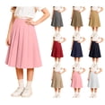 thumbnail image 1 of WAVSUF Girls School Pleat Skirt Elastic Waist Soft Lightweight Casual Summer Cotton Midi Skirts Pink Size 14, 1 of 10