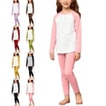 thumbnail image 1 of WAVSUF Girls Sets 2 Piece Soft Stretch Round Neck Long Sleeve Top and Leggings Spring Comfort Home Outfits Red 3, 1 of 6