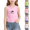 thumbnail image 1 of WAVSUF Girls Sleeveless Tank Tops Cotton Breathable Cartoon Print Sleeveless Kids Summer Daily Comfort Undershirt Pink Size 6, 1 of 9